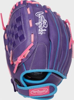 Rawlings Sure Catch Softball 11" Youth Glove Purple/Pink/Columbia Blue LHT