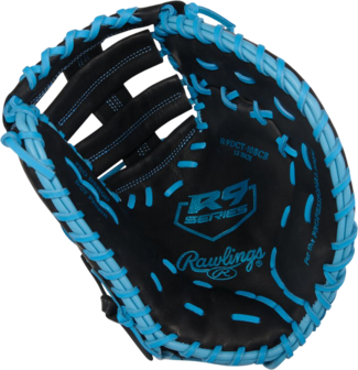 Rawlings R9 13" First Base Glove Black/Columbia Blue RHT