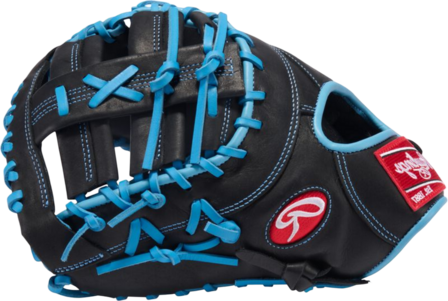 Rawlings R9 13" First Base Glove Black/Columbia Blue LHT