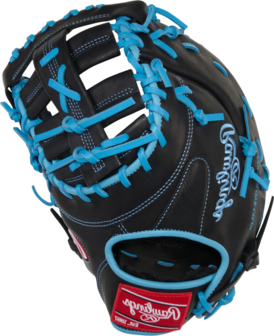 Rawlings R9 13" First Base Glove Black/Columbia Blue LHT