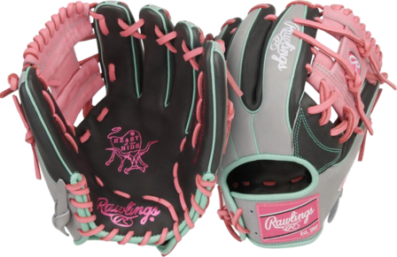 Rawlings Heart of the Hide 11.5" Infield Glove Gray/Black/Pink/Mint RHT