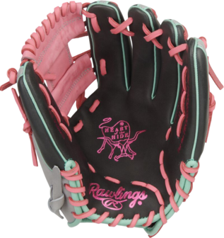 Rawlings Heart of the Hide 11.5" Infield Glove Gray/Black/Pink/Mint RHT
