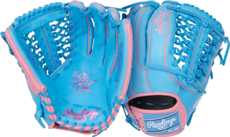 Rawlings Heart of the Hide 12.75" Outfield Glove Columbia Blue/Pink RHT