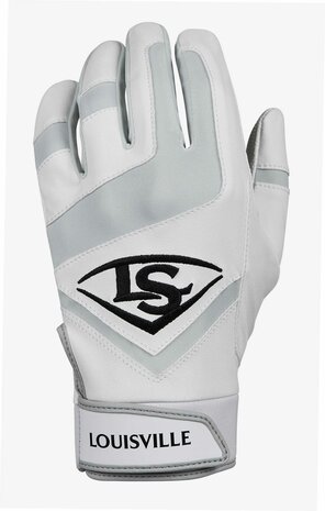 LS GENUINE WH - Louisville Slugger Genuine Batting Gloves White YS T/M XL