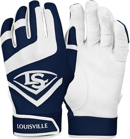 LS GENUINE NY - Louisville Slugger Genuine Youth Batting Gloves Navy YS T/M XXL