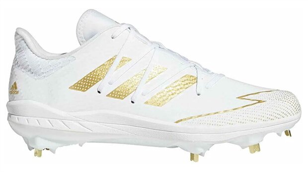 Adidas Afterburner 7 White/Gold Logo Metal Cleats