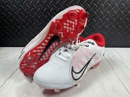 Nike Hyperdiamond 4 White/Scarlet Metal Cleats