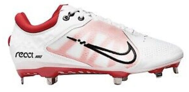 Nike Hyperdiamond 4 White/Scarlet Metal Cleats