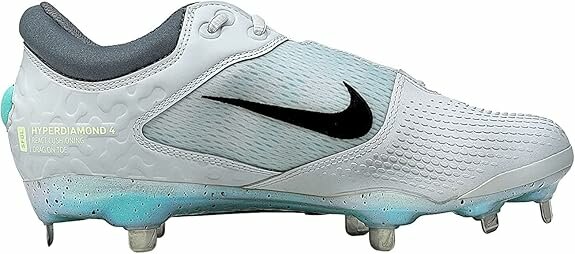 Nike Hyperdiamond 4 White/Teal Metal Cleats