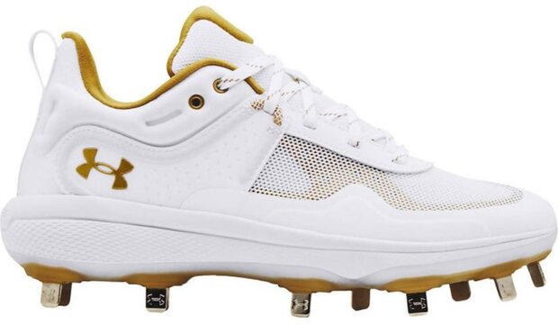 Under Armour Glyde MT White/Gold Metal Cleats