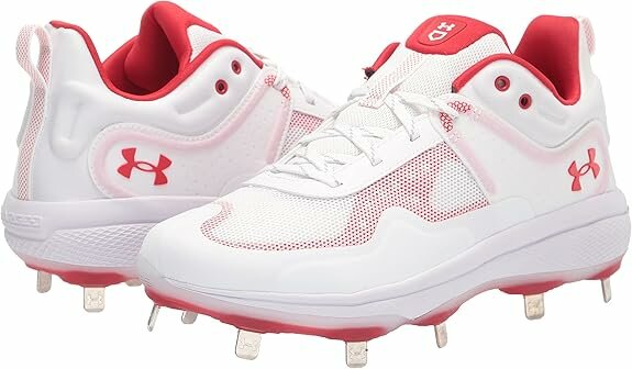 Under Armour Glyde MT White/Scarlet Metal Cleats