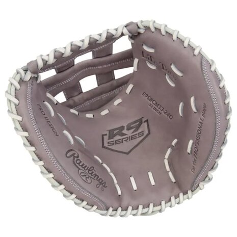 Rawlings R9 Softball 33" Catcher Glove Gray/White RHT