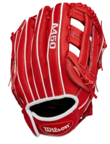 Wilson A450 11" Youth Infield Glove Red/White RHT