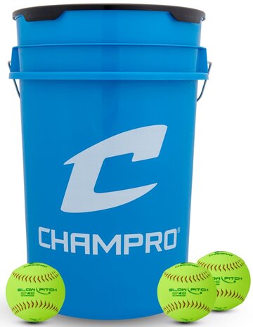 Champro Ball Bucket w/2Dz CSB24Y 12" Slowpitch Softball 