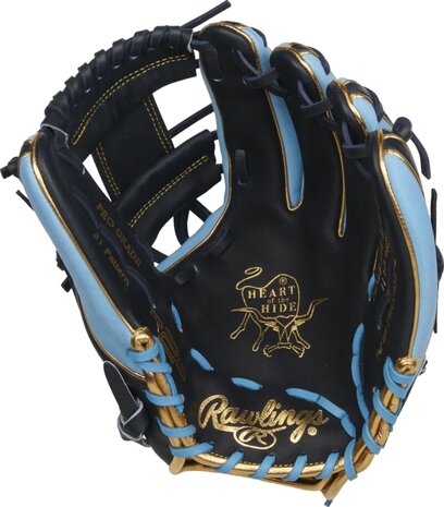 Rawlings Heart of the Hide 11.5" Infield Glove Black/Colombia Blue/Gold RHT