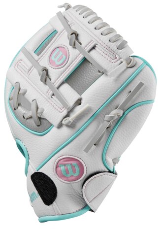 Wilson A200 10" Youth Glove Silver/White/Teal RHT