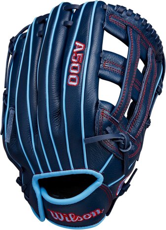 Wilson A500 12" Infield/Pitcher Glove Navy/Baby Blue RHT