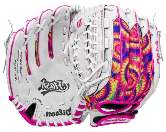 Wilson A440 12" Youth Outfield Glove White/Pink/Tie-Dye LHT