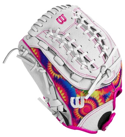 Wilson A440 12" Youth Outfield Glove White/Pink/Tie-Dye LHT