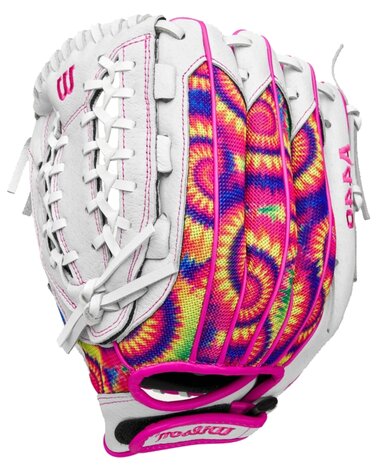 Wilson A440 12" Youth Outfield Glove White/Pink/Tie-Dye LHT