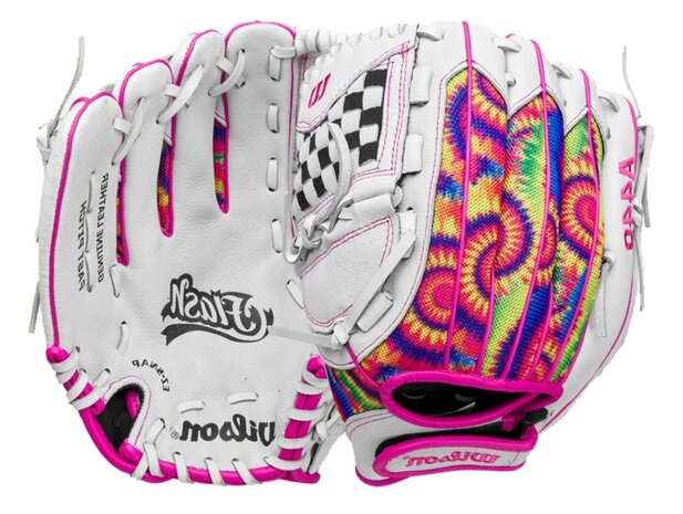 Wilson A440 11.5" Youth Infield Glove White/Pink/Tie-Dye LHT