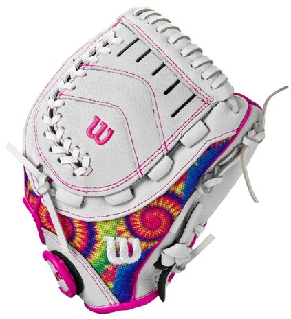 Wilson A440 11" Youth Infield Glove White/Pink/Tie-Dye RHT