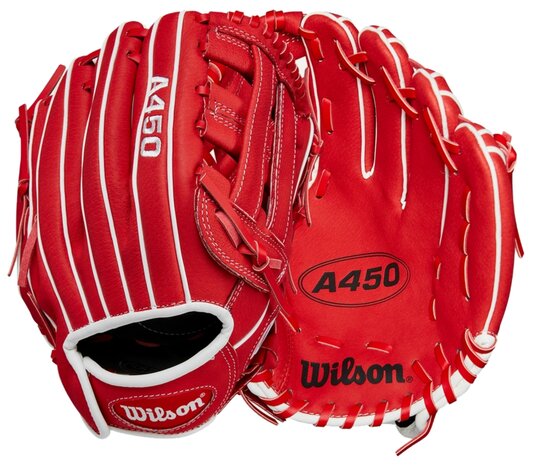 Wilson A450 11" Youth Infield Glove Red/White RHT