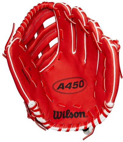 Wilson A450 11" Youth Infield Glove Red/White RHT