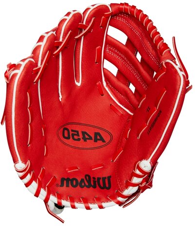 Wilson A450 11" Youth Infield Glove Red/White LHT