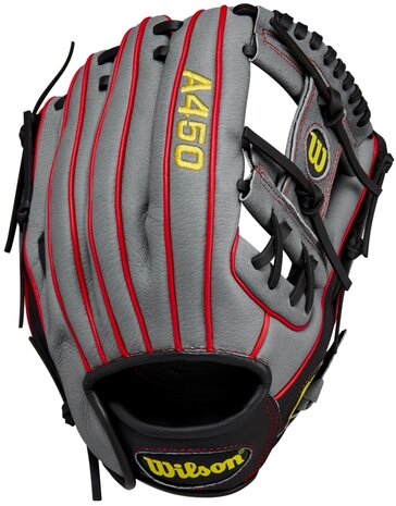 Wilson A450 11.5" Youth Infield Glove Gray/Black/Red RHT