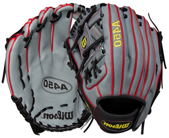 Wilson A450 11.5" Youth Infield Glove Gray/Black/Red LHT