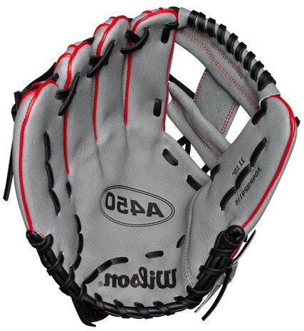 Wilson A450 11.5" Youth Infield Glove Gray/Black/Red LHT