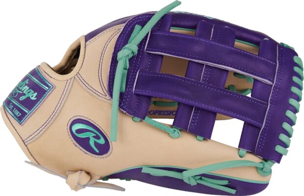 Rawlings Heart of the Hide 12.75" Outfield Glove Camel/Purple/Mint RHT