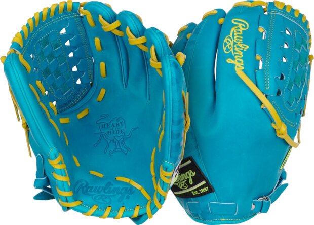 Rawlings Heart of the Hide 12" Pitcher Glove Teal/Yellow RHT