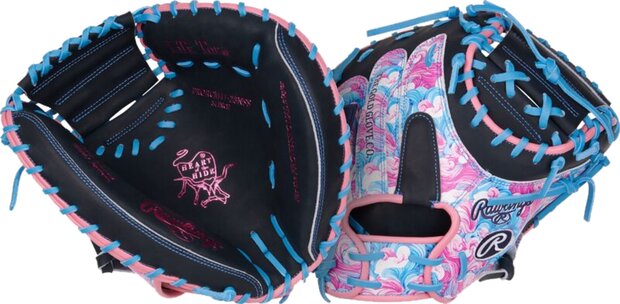 Rawlings Heart of the Hide 34" Catcher Glove Black/Blue/Pink Waves RHT