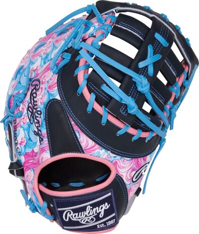 Rawlings Heart Of The Hide 13" First Base Glove Black/Blue/Pink Waves RHT