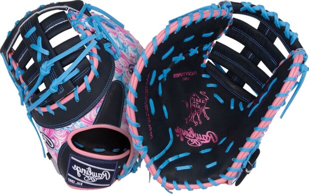 Rawlings Heart Of The Hide 13" First Base Glove Black/Blue/Pink Waves LHT