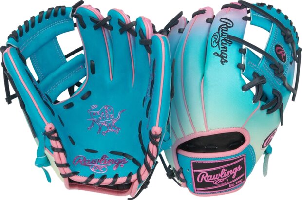 Rawlings Heart of the Hide 11.5" Infield Glove Teal/Pink/Mint RHT