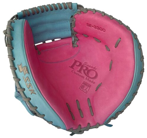 SSK Pro Custom 33" Catcher Glove Pink/Colombia Blue RHT