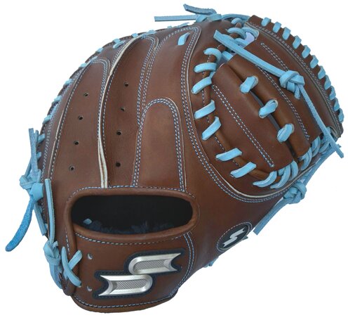 SSK Pro Custom 33.5" Catcher Glove Chocolate/Colombia Blue RHT