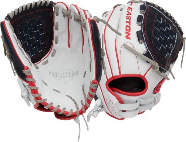 Easton Professional Collection Softball Color Splash 12" All-Round Glove White/Navy/Red RHT