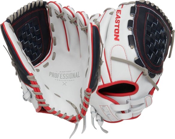 Easton Professional Collection Softball Color Splash 12.5" All-Round Glove White/Navy/Red RHT