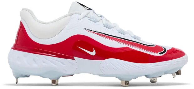Nike Huarache Elite 4 White/Scarlet Metal Cleats