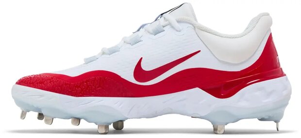 Nike Huarache Elite 4 White/Scarlet Metal Cleats