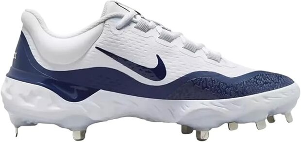 Nike Huarache Elite 4 White/Navy Metal Cleats