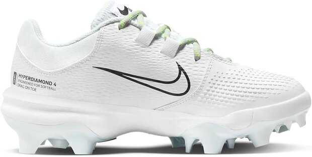 Nike Hyperdiamond 4 Pro White/Volt Low Rubber Cleats