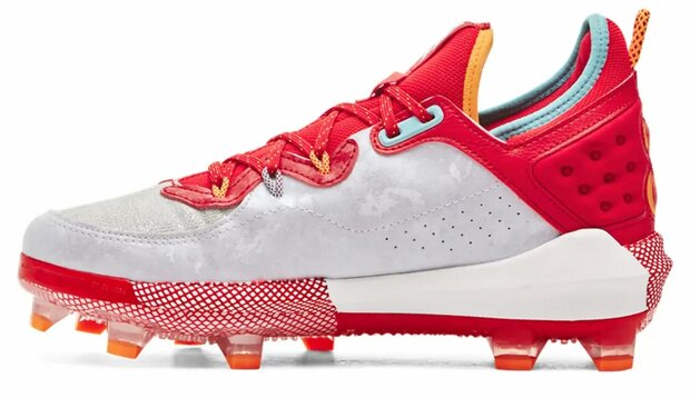 Under Armour Harper 8 Elite Scarlet/Silver High Rubber Cleats