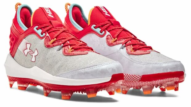 Under Armour Harper 8 Elite Scarlet/Silver High Rubber Cleats