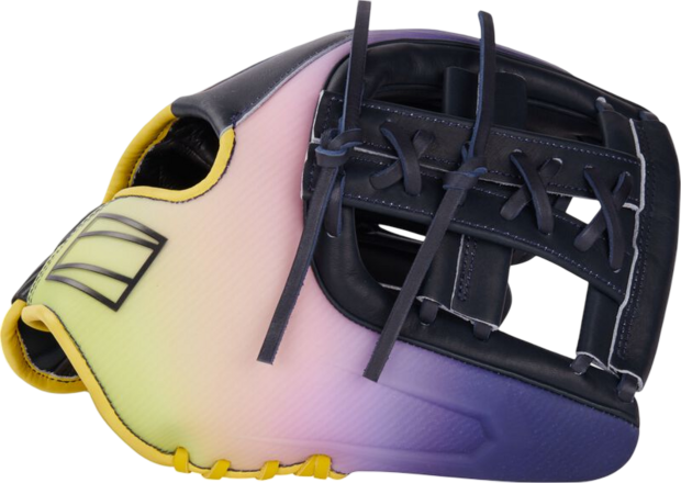 Rawlings REV1X Francisco Lindor 11.75" Infield Glove Purple/Yellow Pattern RHT