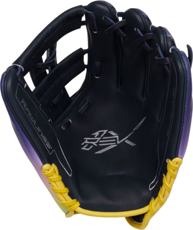 Rawlings REV1X Francisco Lindor 11.75" Infield Glove Purple/Yellow Pattern RHT